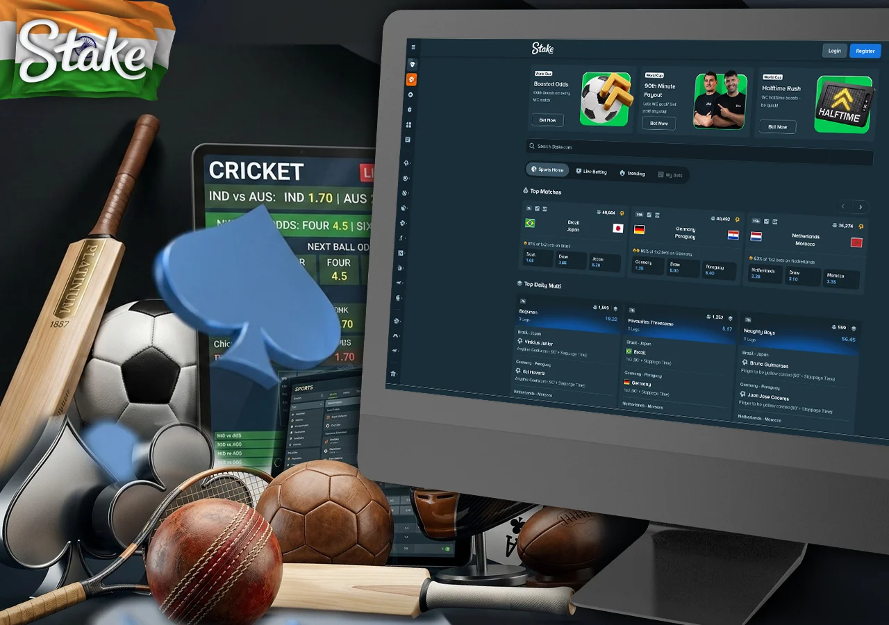 Extensive sportsbook section featuring live cricket and kabaddi betting markets